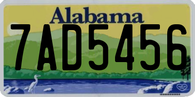 AL license plate 7AD5456