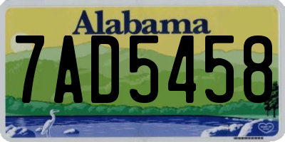 AL license plate 7AD5458