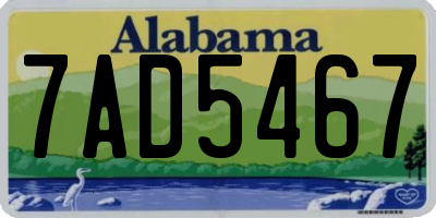 AL license plate 7AD5467