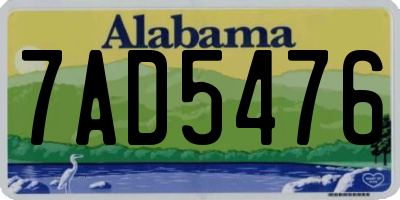 AL license plate 7AD5476