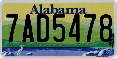 AL license plate 7AD5478