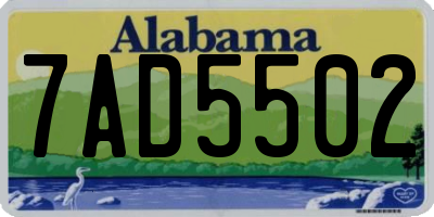 AL license plate 7AD5502