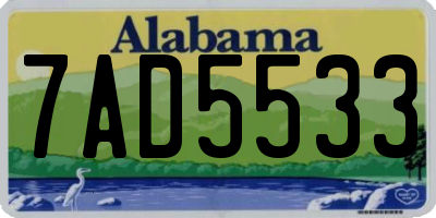 AL license plate 7AD5533