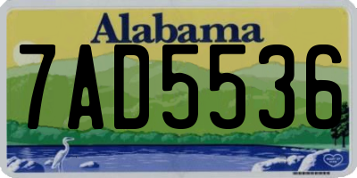 AL license plate 7AD5536