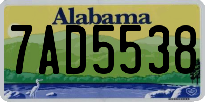 AL license plate 7AD5538