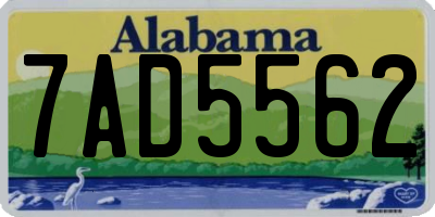 AL license plate 7AD5562
