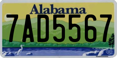 AL license plate 7AD5567