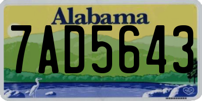AL license plate 7AD5643