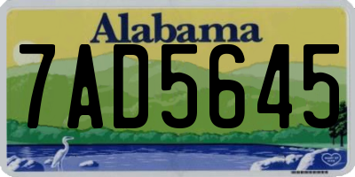 AL license plate 7AD5645