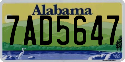 AL license plate 7AD5647