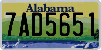 AL license plate 7AD5651