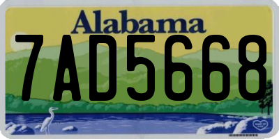 AL license plate 7AD5668