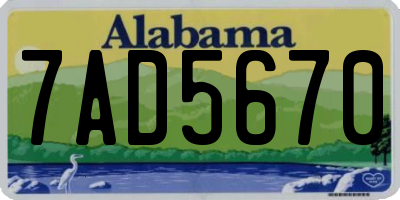 AL license plate 7AD5670