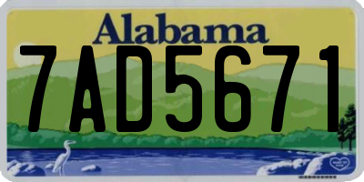 AL license plate 7AD5671