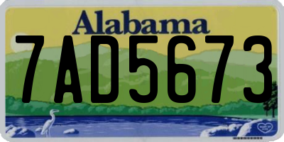AL license plate 7AD5673