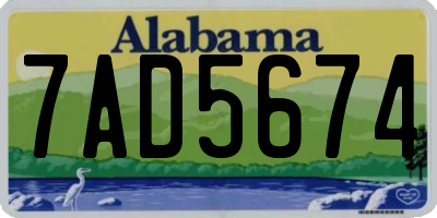 AL license plate 7AD5674