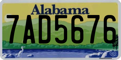 AL license plate 7AD5676
