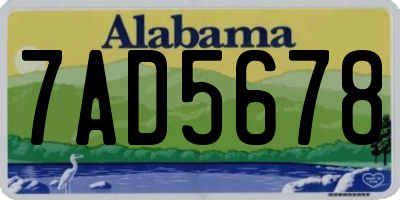 AL license plate 7AD5678