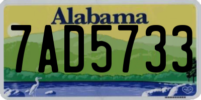 AL license plate 7AD5733