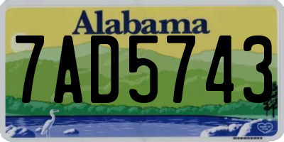 AL license plate 7AD5743