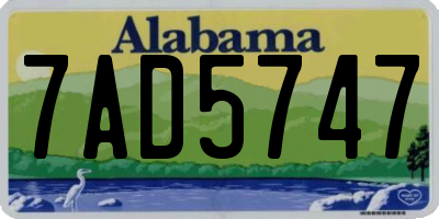 AL license plate 7AD5747