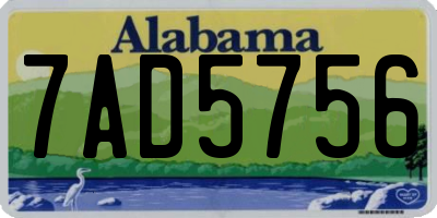 AL license plate 7AD5756