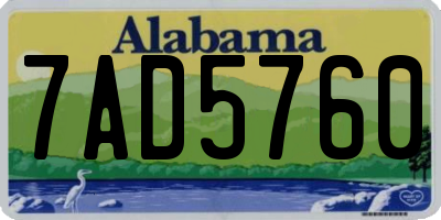 AL license plate 7AD5760