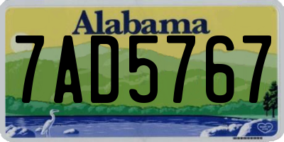 AL license plate 7AD5767