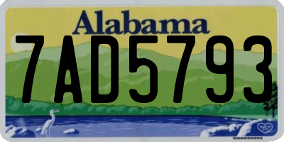 AL license plate 7AD5793