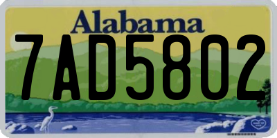 AL license plate 7AD5802