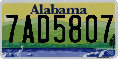 AL license plate 7AD5807