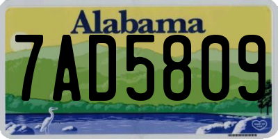 AL license plate 7AD5809