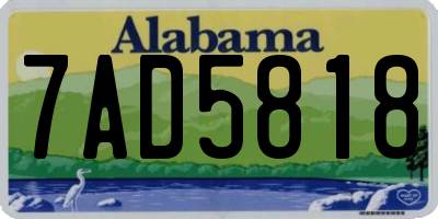 AL license plate 7AD5818