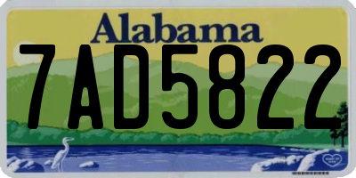 AL license plate 7AD5822
