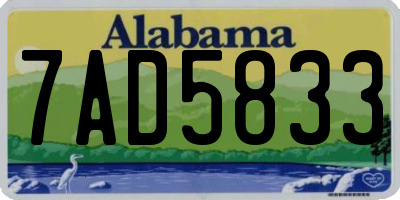 AL license plate 7AD5833