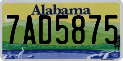 AL license plate 7AD5875