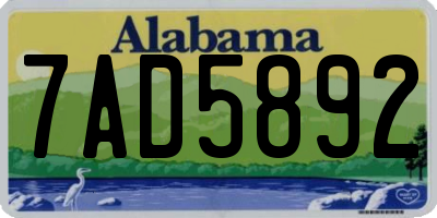 AL license plate 7AD5892