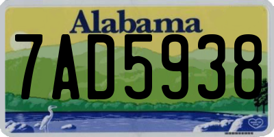AL license plate 7AD5938