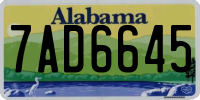 AL license plate 7AD6645
