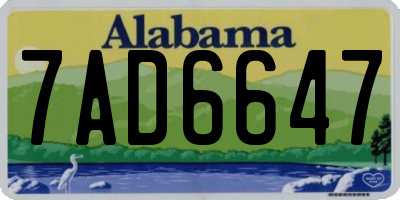 AL license plate 7AD6647