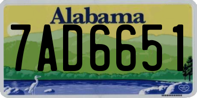 AL license plate 7AD6651
