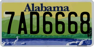 AL license plate 7AD6668