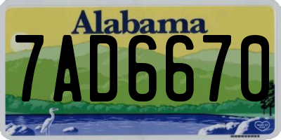 AL license plate 7AD6670
