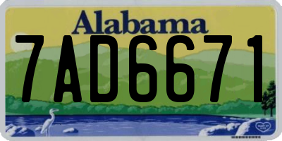 AL license plate 7AD6671
