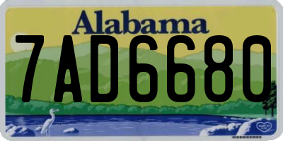 AL license plate 7AD6680