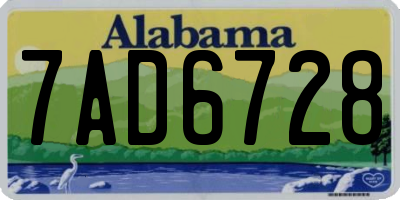AL license plate 7AD6728