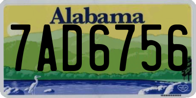 AL license plate 7AD6756