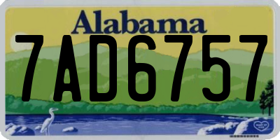 AL license plate 7AD6757