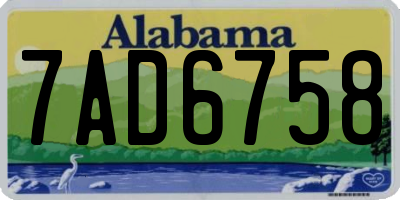 AL license plate 7AD6758