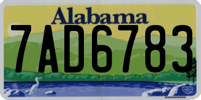 AL license plate 7AD6783
